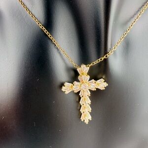 Radiant Gold Cross Pendant Necklace